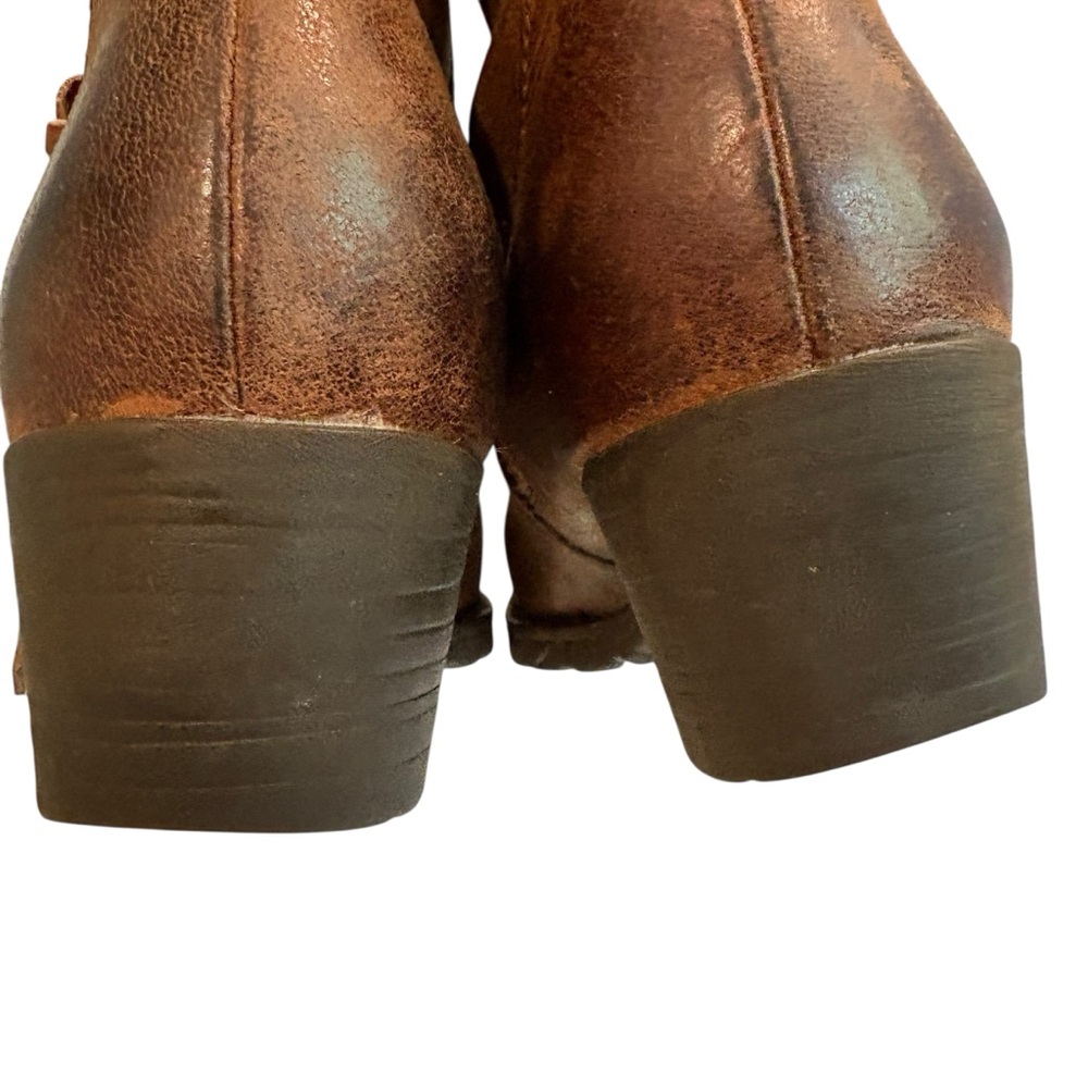 Born Karin Brown Distressed Leather Side Lace Western Ankle Boots, Sz 9 - Picture 13 of 16
